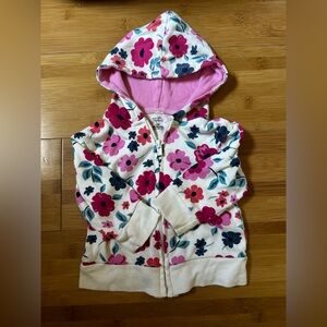 LIKE NEW - Floral Kids Hoodie - Pink and Cream - 3-6m